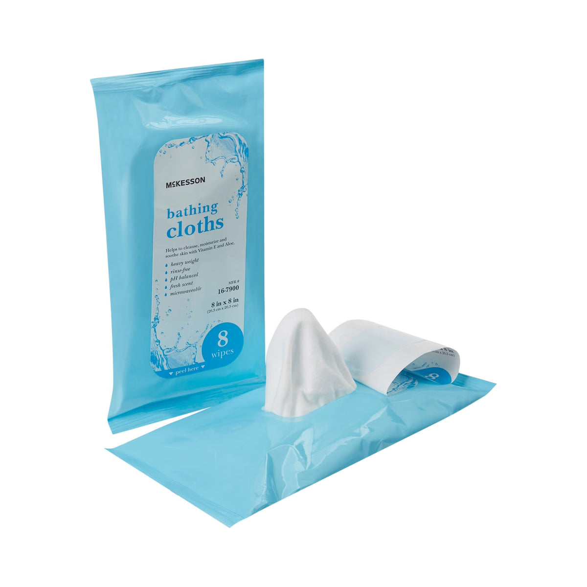 McKesson Rinse-Free Bath Wipes, Scented, 8 Count