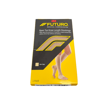 3M Futuro Open Toe Knee Length Compression Stocking box, beige, 1 pair
