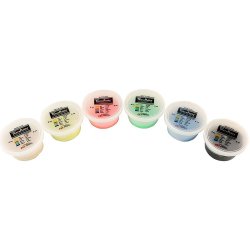 Set of eight small containers with lids on a white background