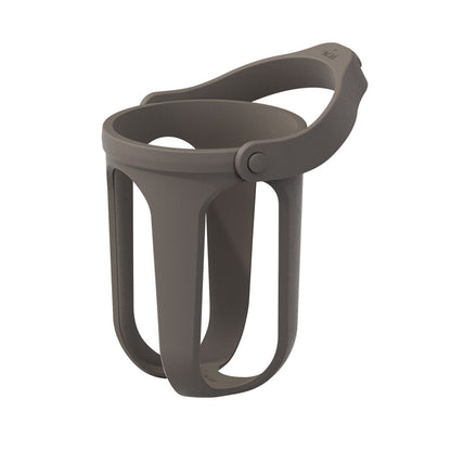 A dark gray silicone cup holder with a loop handle, shown on a plain white background.