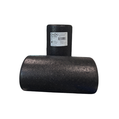 CanDo high-density therapy foam roller designed for stretching, balance training, muscle recovery, and physical therapy exercises.