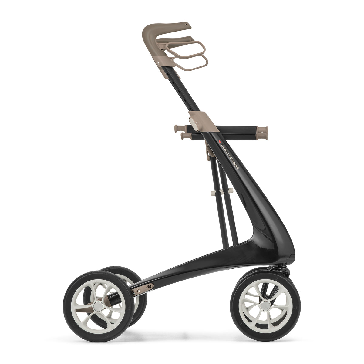 Side of lightweight rollator with white background