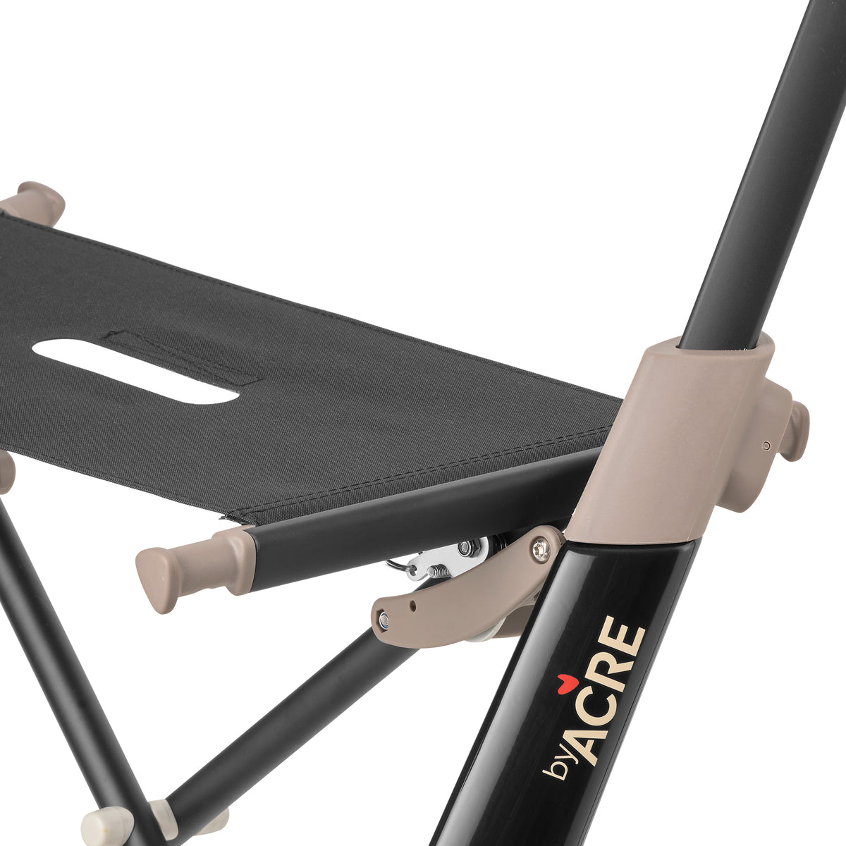 Black rollator seat on white background