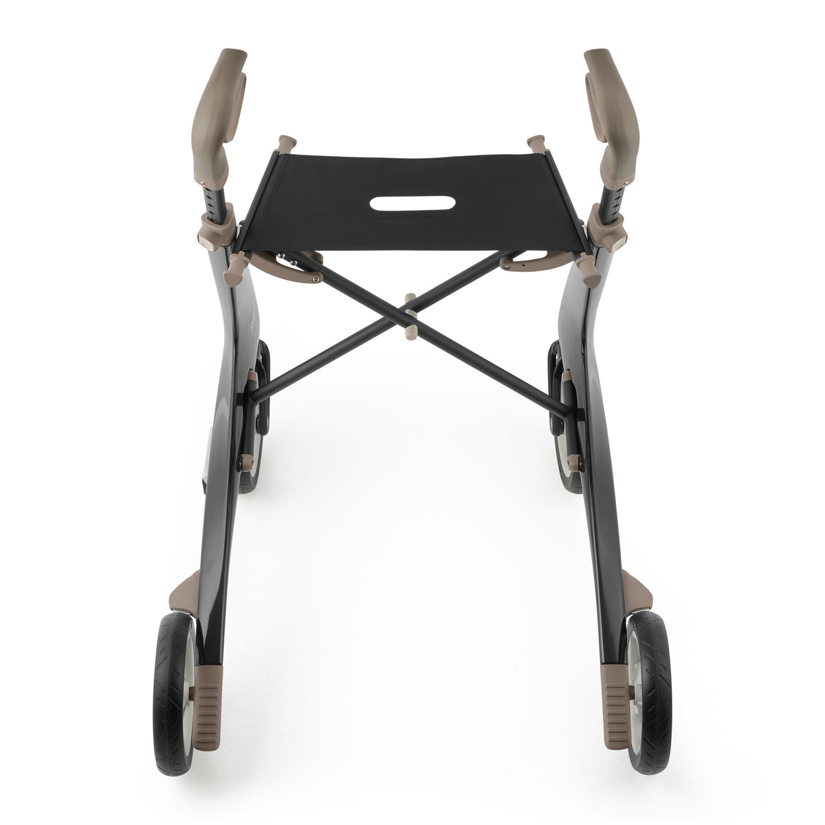Top view of black carbon lightweight rollator