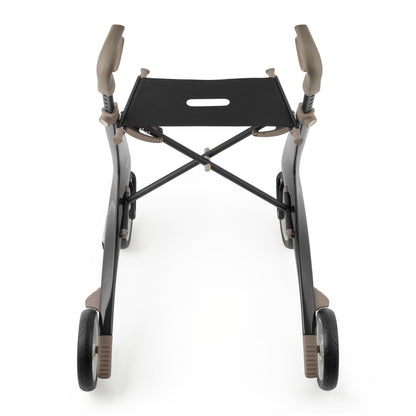 Top view of black carbon lightweight rollator