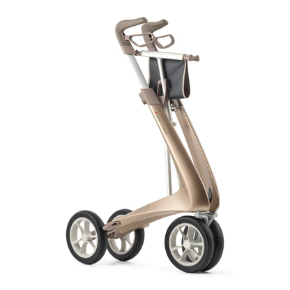 Beige rollator on a white background