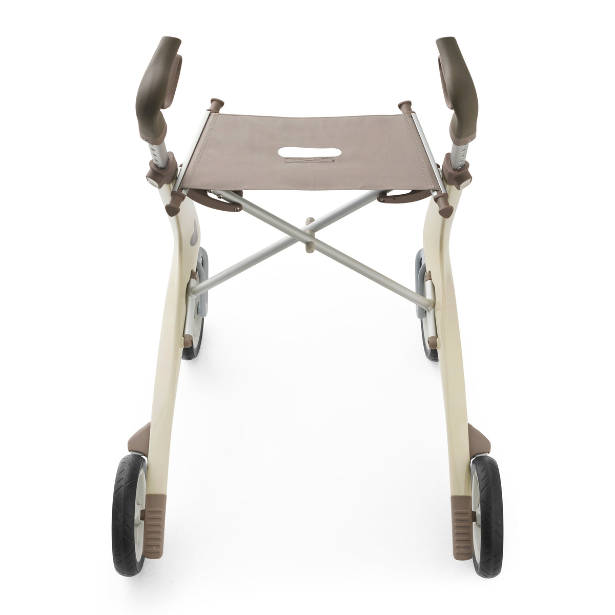 White and tan rollator on white background