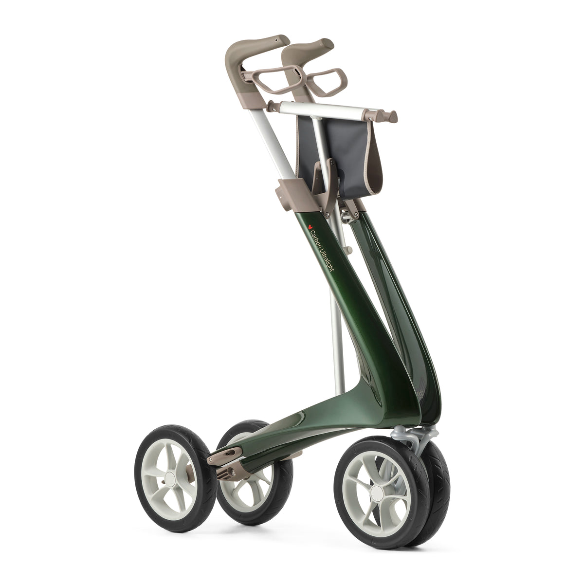 Green rollator on a white background