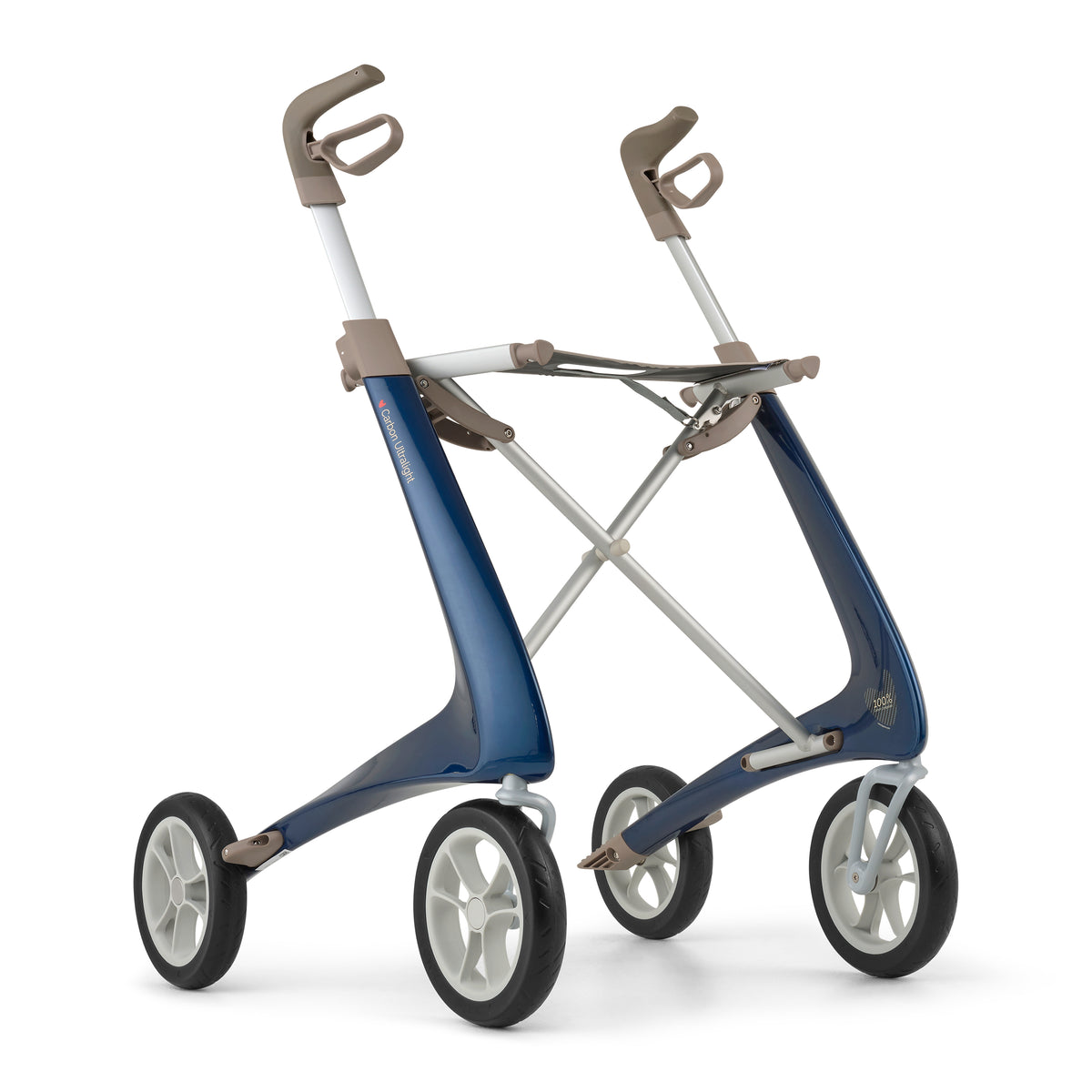 Blue rollator on white background