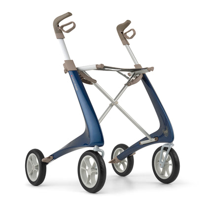 Blue rollator on white background