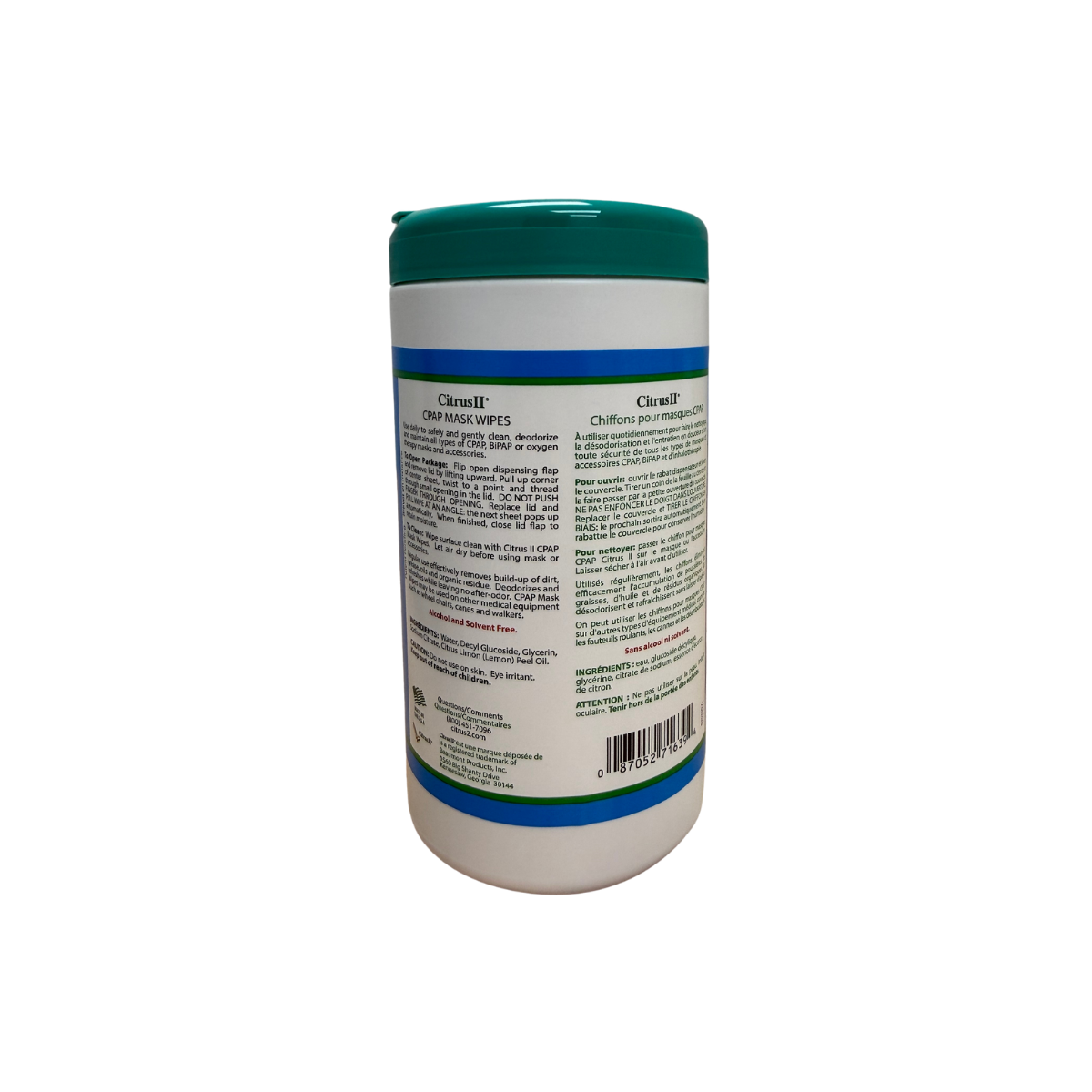 Citrus II CPAP Mask Wipes with label on a white background