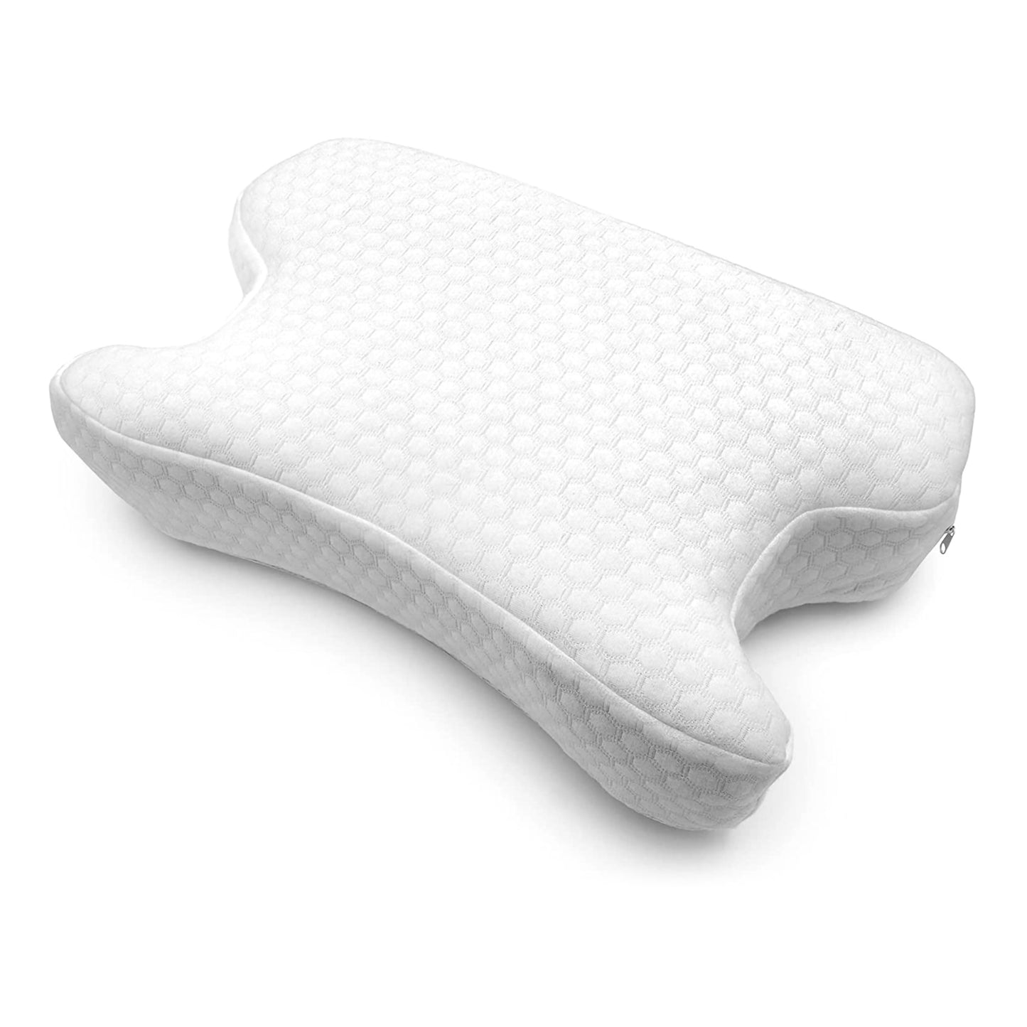 White ergonomic pillow on a white background