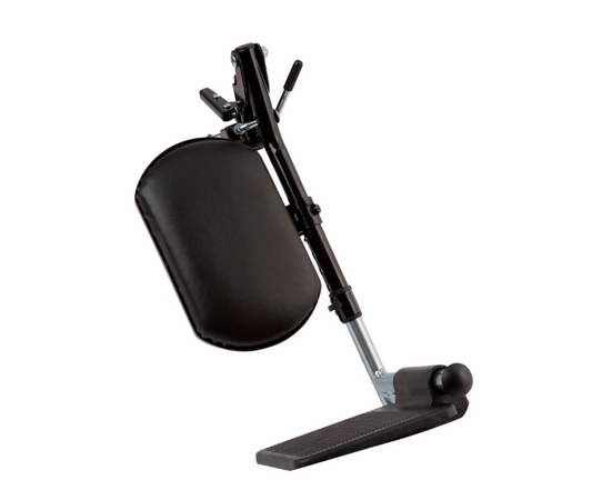 Black adjustable wheelchair armrest with a padded headrest and footrest, shown on a plain white background.