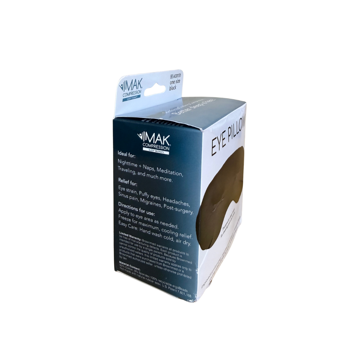 IMAK compression eye pillow packaging on a white background