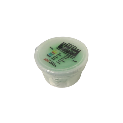 Green Theraputty hand exercise putty container for grip strengthening and hand therapy exercises.