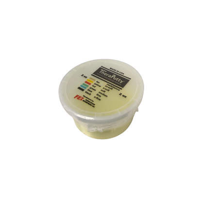 Yellow Theraputty hand exercise putty container for grip strengthening and finger therapy exercises.