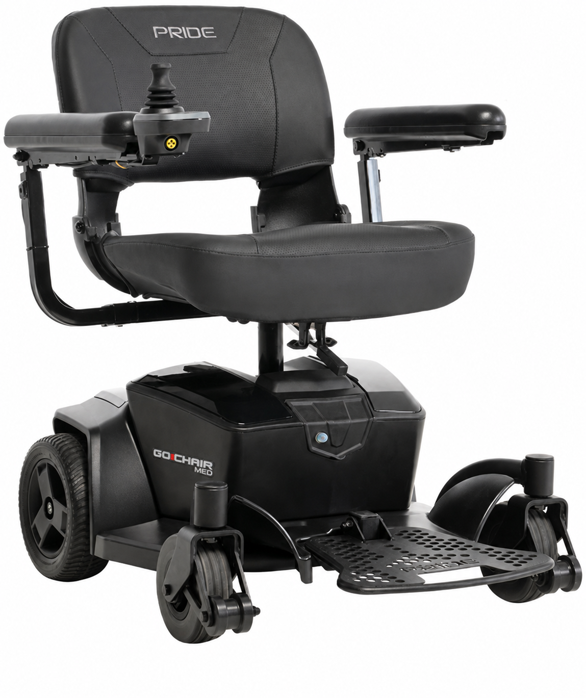 Black mobility scooter on a white background